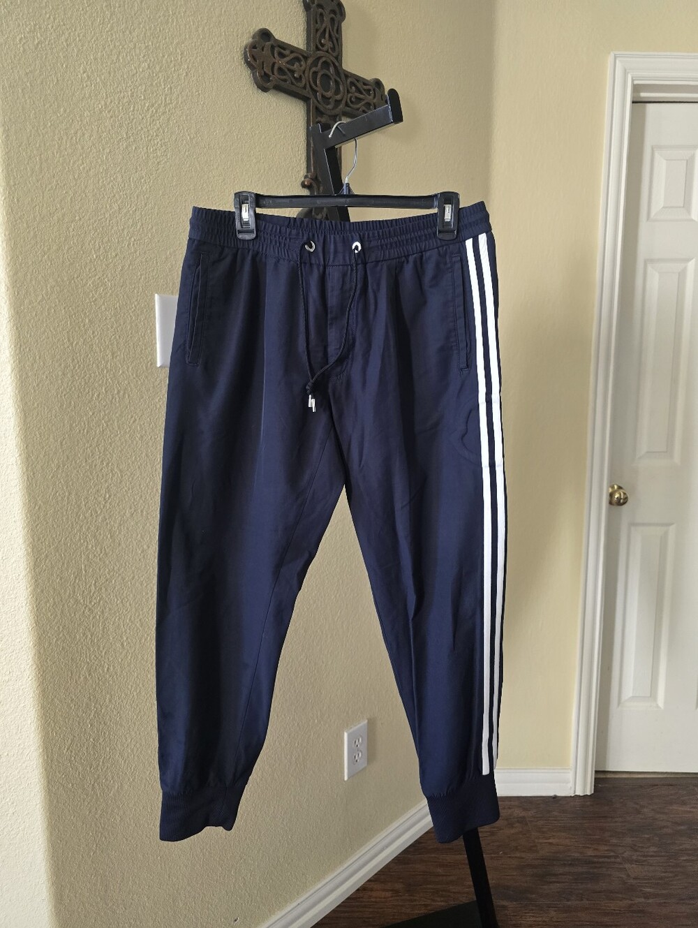 Moncler Men's Track Pants with White Side Stripes Size 48